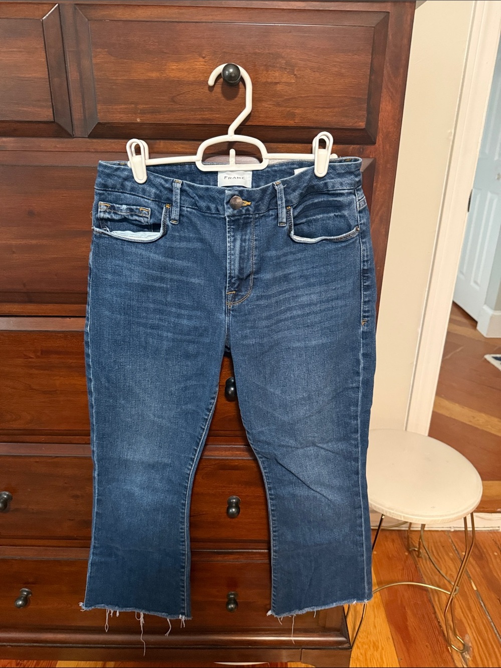 FRAME Women’s Dark Blue Le Crop Mini Boot Jeans